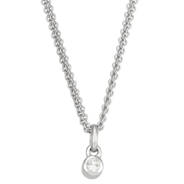 Sterling Silver White Sapphire Charm Necklace, Womens Silver Tone Product Image