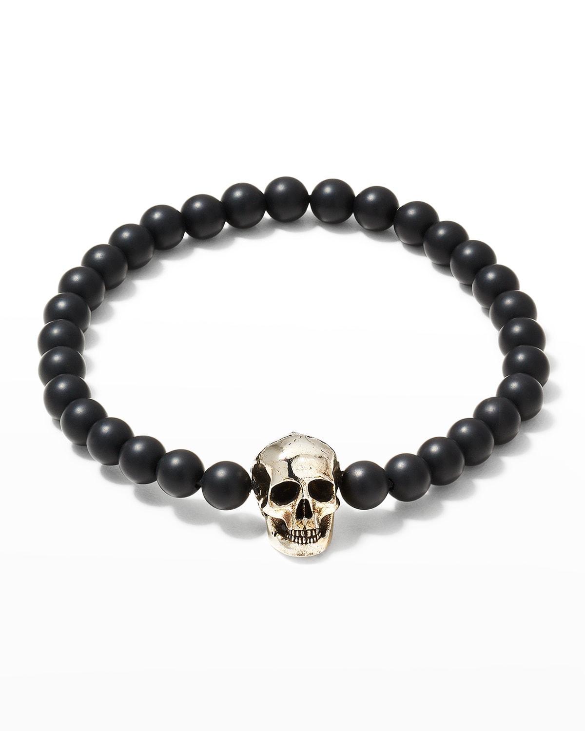 Mens Skull Head Beaded Bracelet Product Image