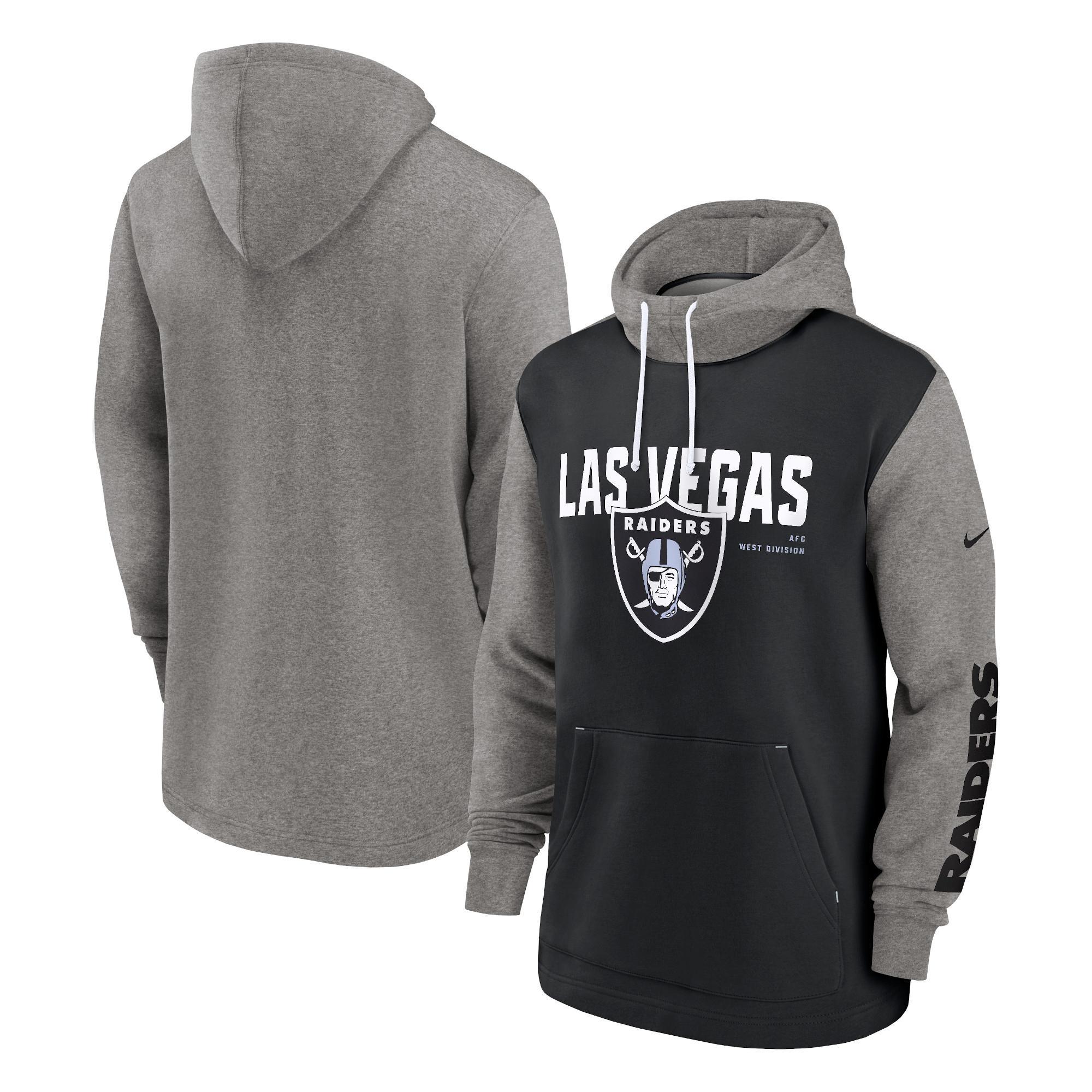 Mens Nike Black Las Vegas Raiders Fashion Color Block Pullover Hoodie Product Image