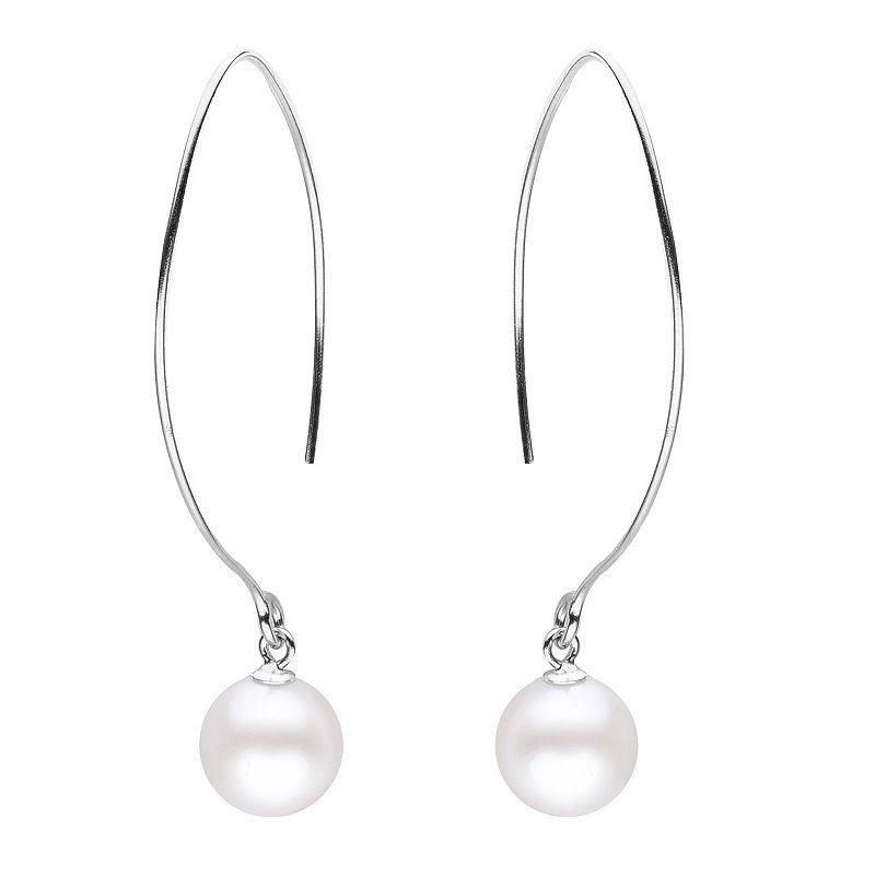 PearLustre by Imperial Sterling Silver Freshwater Cultured Pearl Long Wire Drop Earrings, Womens product image