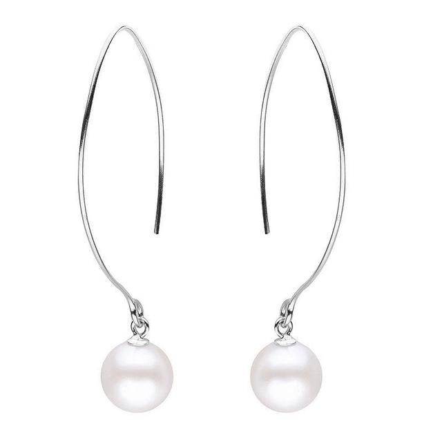 PearLustre by Imperial Sterling Silver Freshwater Cultured Pearl Long Wire Drop Earrings, Womens, White Product Image