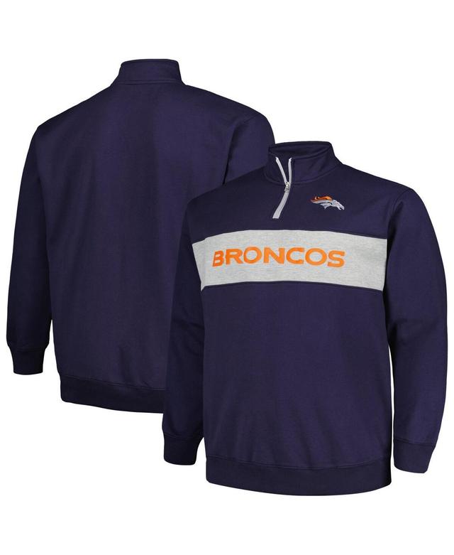 Mens Profile Navy Denver Broncos Big and Tall Fleece Quarter-Zip Jacket Product Image