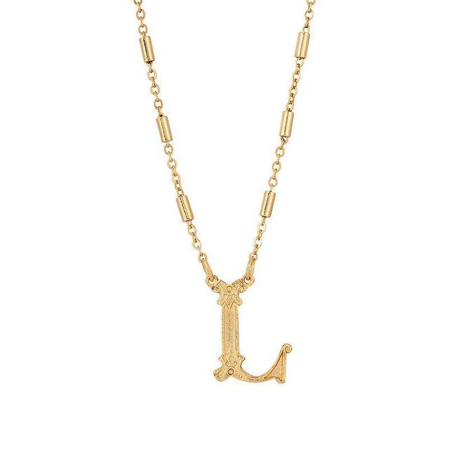 1928 Gold Tone Initial Necklace, Womens, Yellow J Product Image