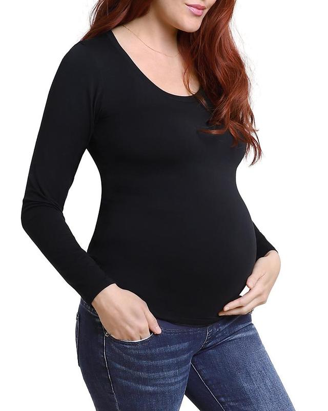 Ingrid & Isabel Maternity Long Sleeve Scoop Neck T-Shirt Product Image