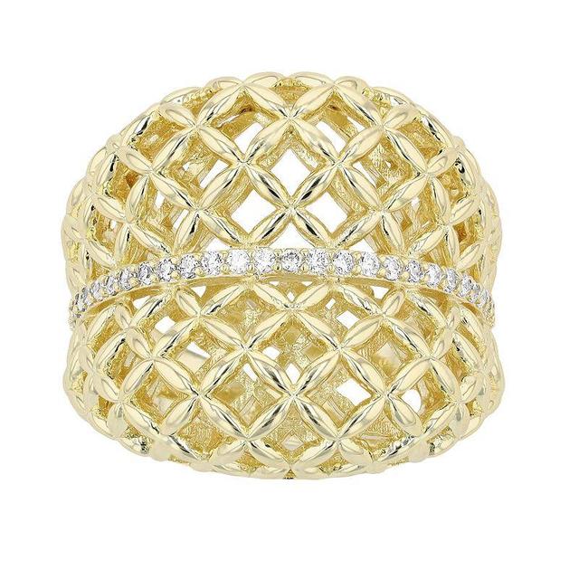 14k Yellow Gold Plated Concave Filigree Wire Dome-Shaped Adjustable Ring, Womens, Gold Tone Product Image