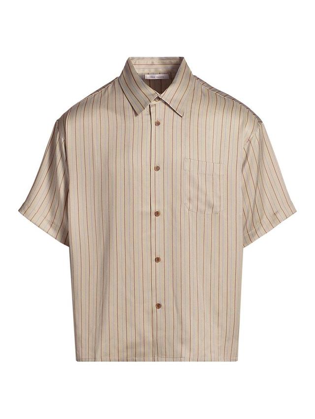 Mens Striped Brushed Silk Shirt Product Image