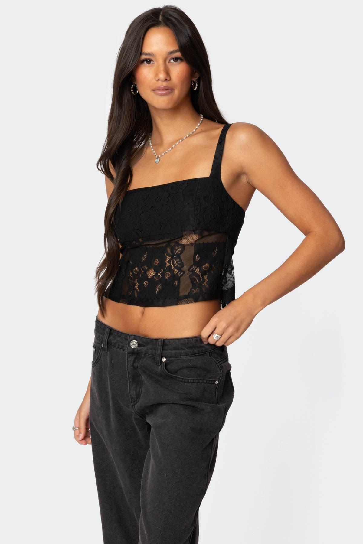 Gwyn Mixed Lace Top Product Image