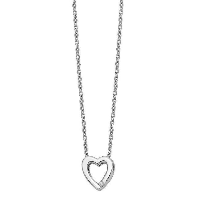 White Ice Sterling Silver Diamond Accent Heart Necklace, Womens Product Image