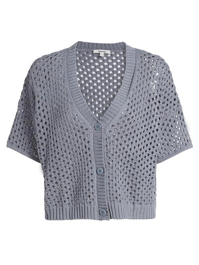 Womens Nova Pointelle-Knit Short-Sleeve Cardigan Product Image