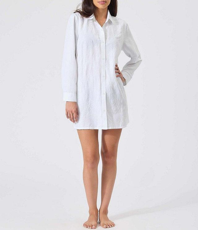 Tommy Bahama St. Lucia Palm Print Swim Cover-Up Boyfriend Shirt Product Image