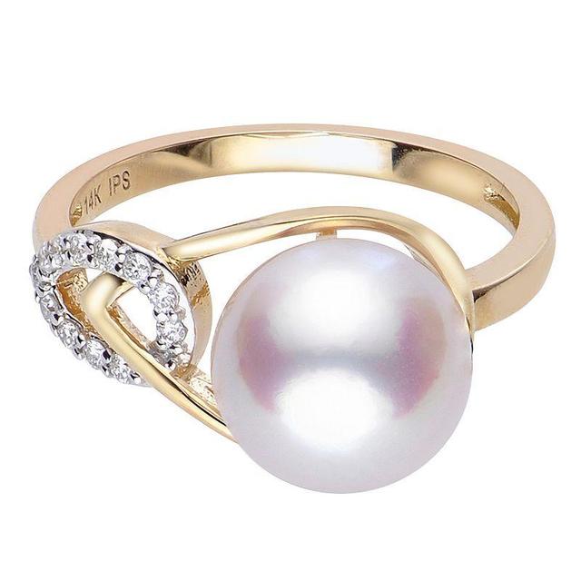 PearLustre by Imperial 14k Gold Akoya Cultured Pearl & Diamond Accent Ring, Womens Product Image