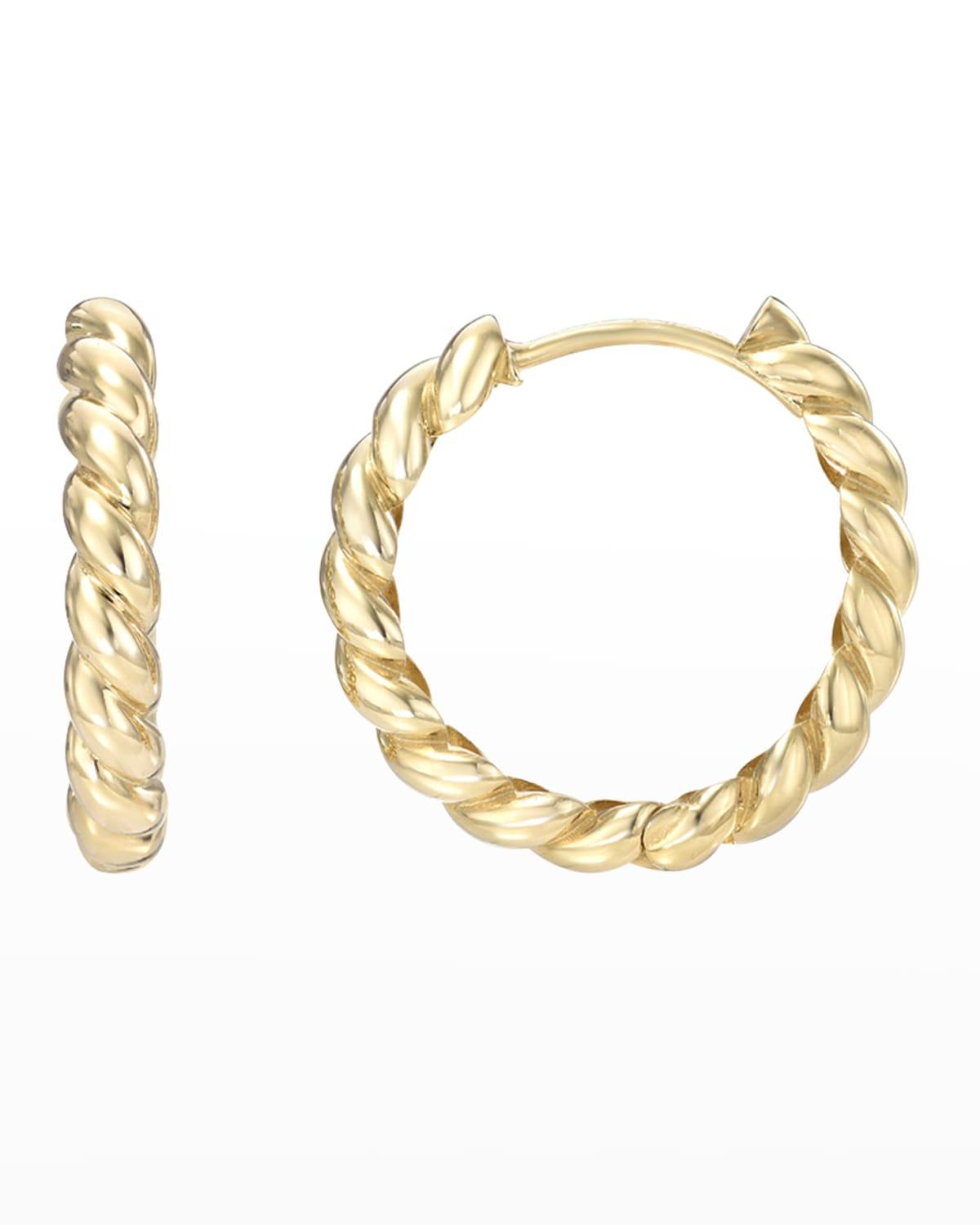 14k Gold Twist Huggie Earrings Product Image