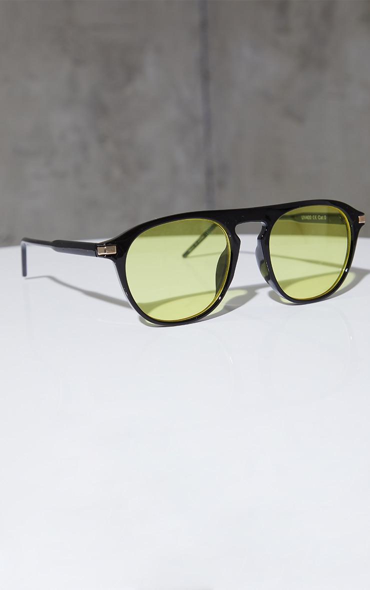 Yellow Lens Round Black Frame Sunglasses Product Image