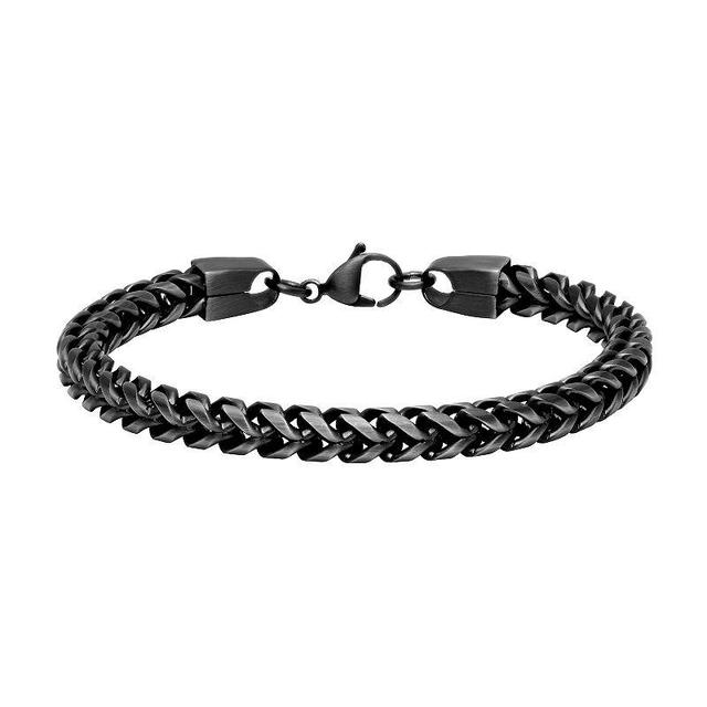 Steel Nation Mens Dark Gray Ion-Plated Stainless Steel Franco Chain Bracelet Black Product Image