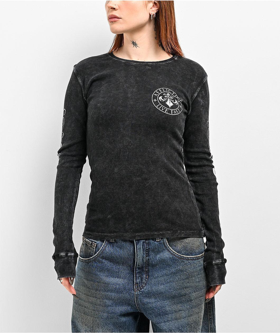 Affliction Simulation Black Thermal Long Sleeve T-Shirt Product Image