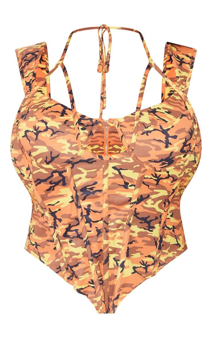 Shape Orange Printed Cup Detail Corset Product Image