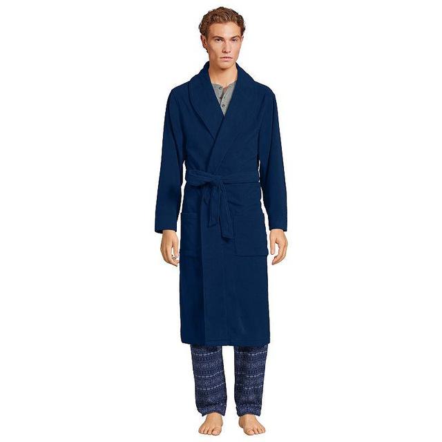 Mens Lands End Fleece Robe Deep Blue Product Image