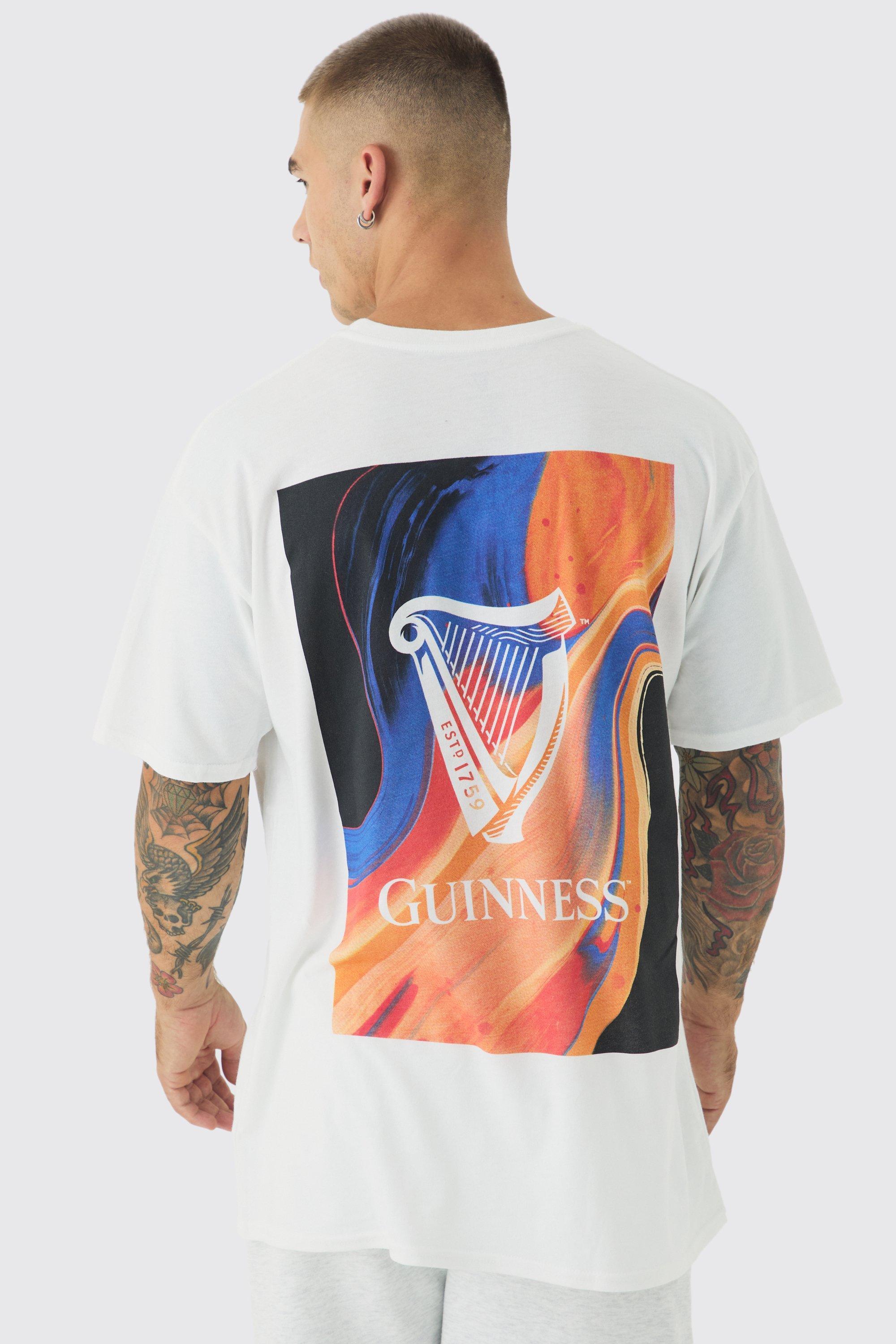 Mens White Oversized Guinness License Print T-shirt, White Product Image