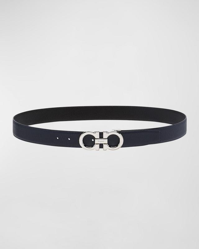 Salvatore Ferragamo Mens Double Gancini Reversible Leather Belt Product Image