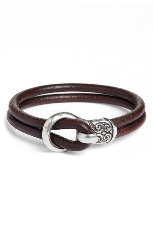 Mens Leather Double Strand Buckle Bracelet Product Image