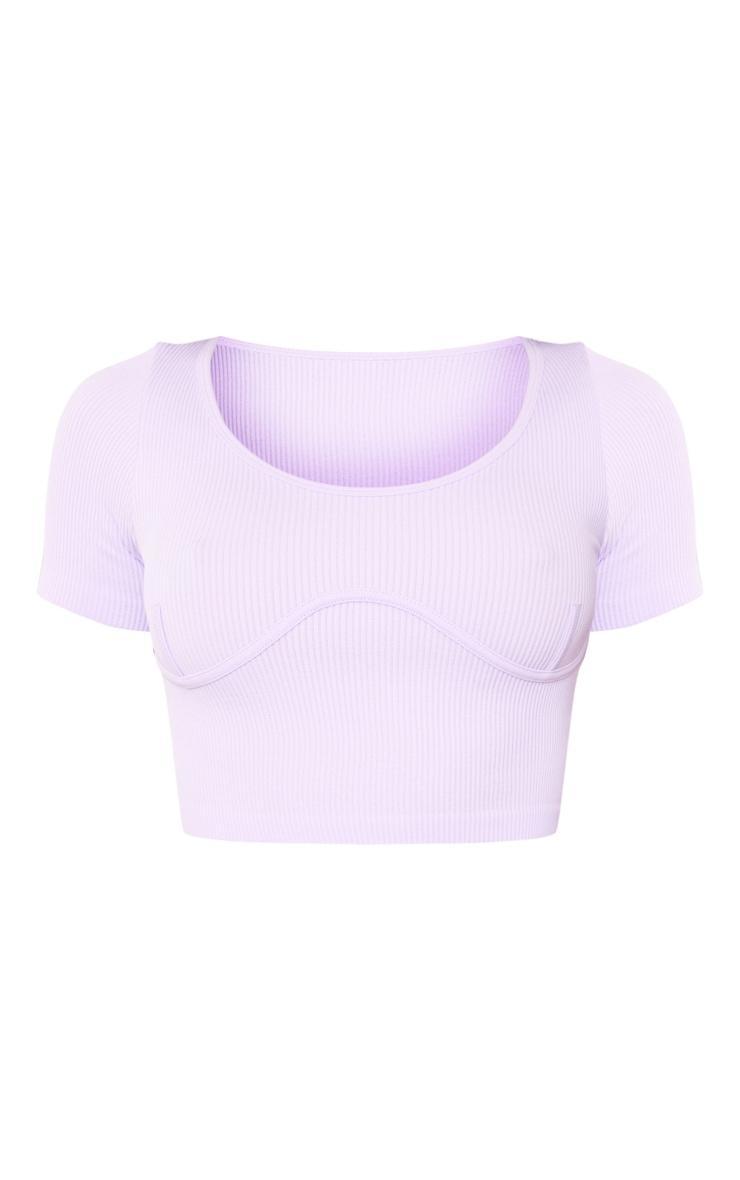 Lilac Snatched Rib Binding Detail Crop Top Product Image