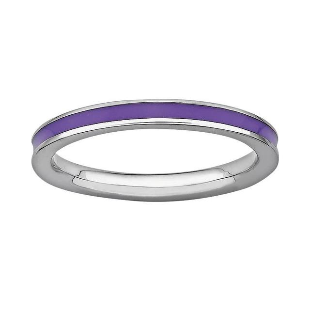 Stacks & Stones Sterling Silver Purple Enamel Stack Ring, Womens Product Image