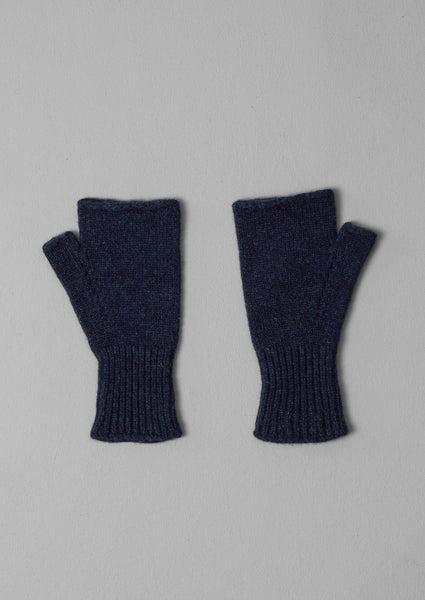 Fingerless Wool Gloves | Navy Melange Product Image