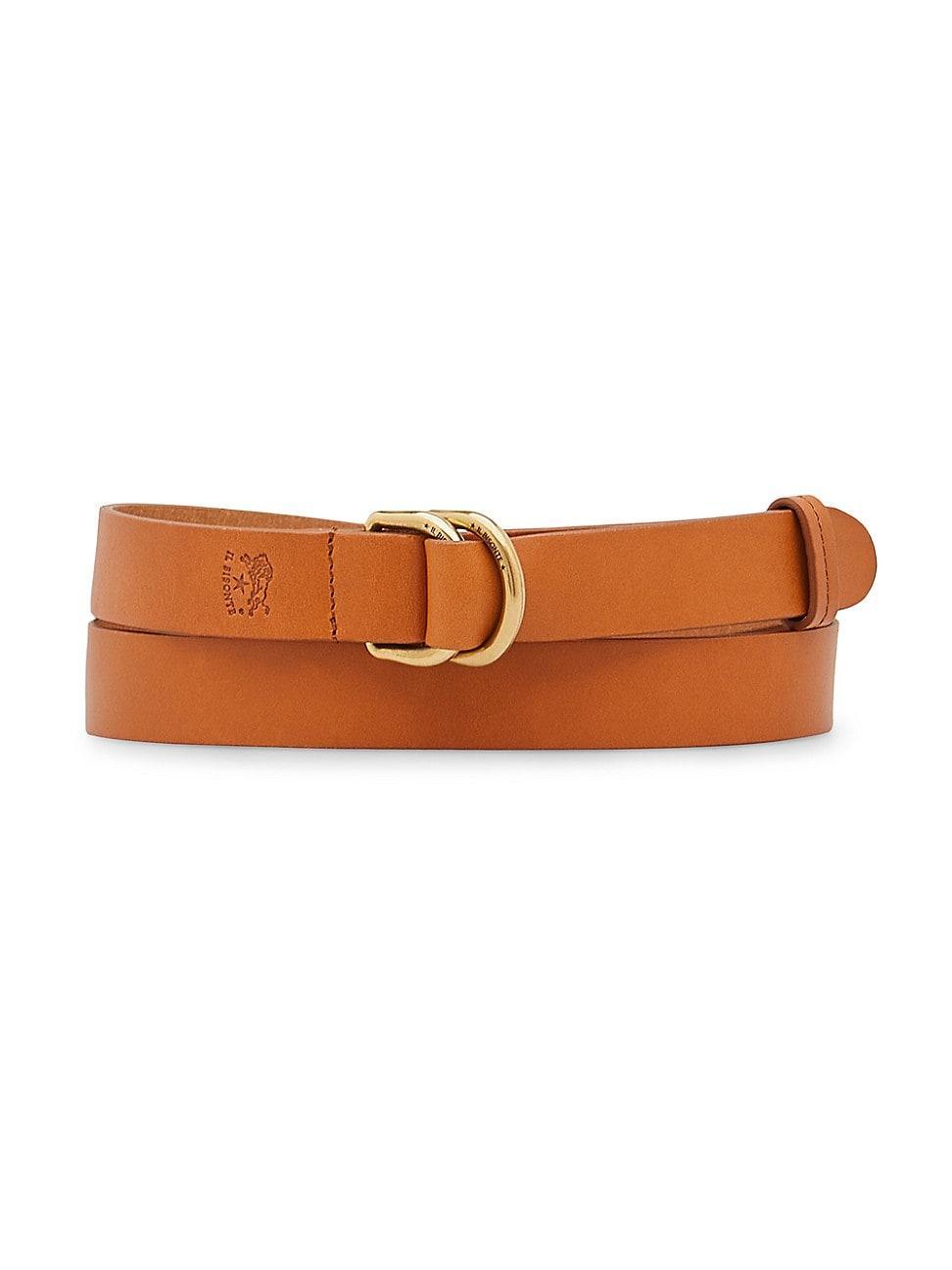 Womens Leather Double D-Ring Buckle Belt Product Image