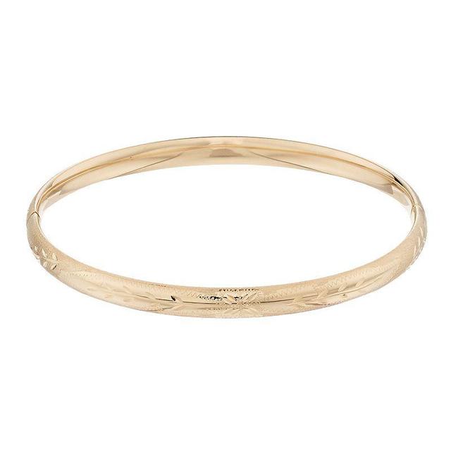 14k Yellow Gold Floral Etched Bangle Bracelet, Womens 14k Gold Product Image