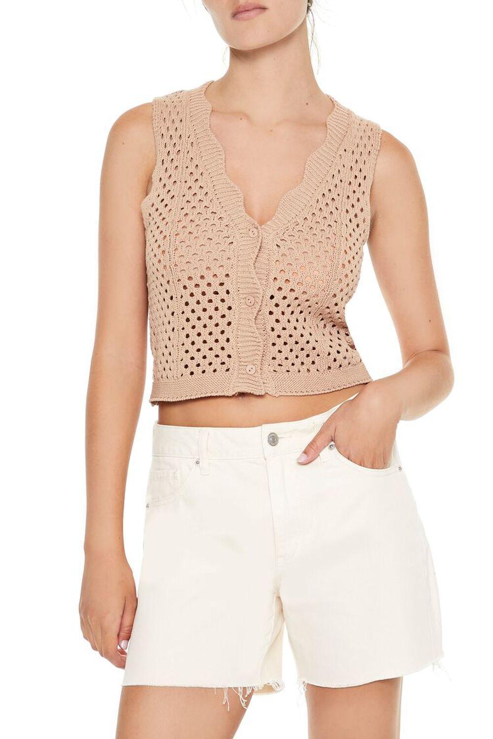 Sweater-Knit Crochet Netted Vest | Forever 21 product image