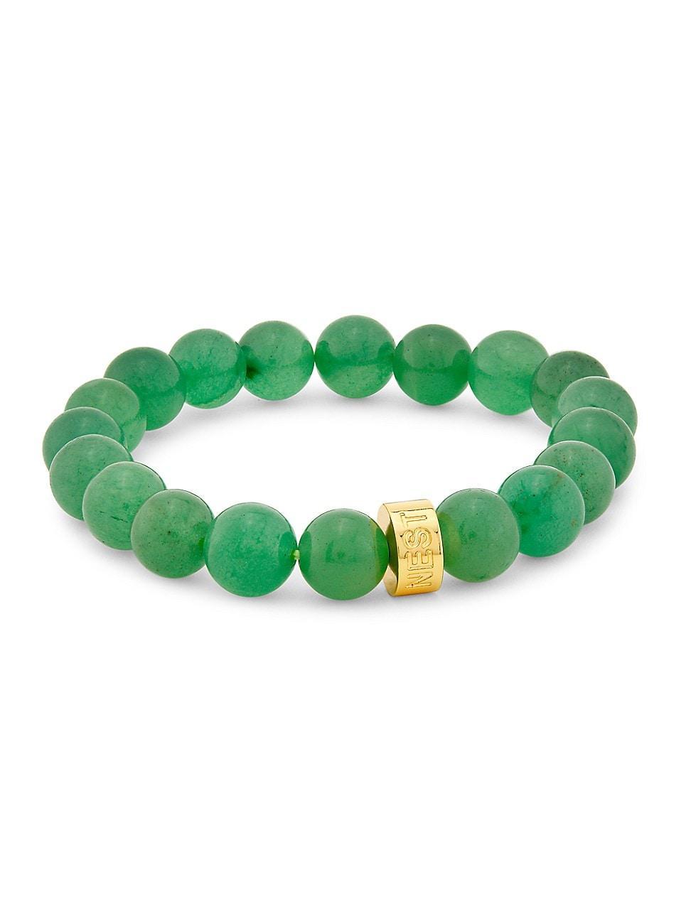 Womens 22K Gold-Plated & Jade Aventurine Stretch Bracelet Product Image