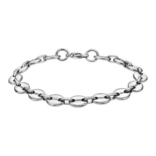 LYNX Mens Stainless Steel Coin Link Chain Bracelet White Product Image