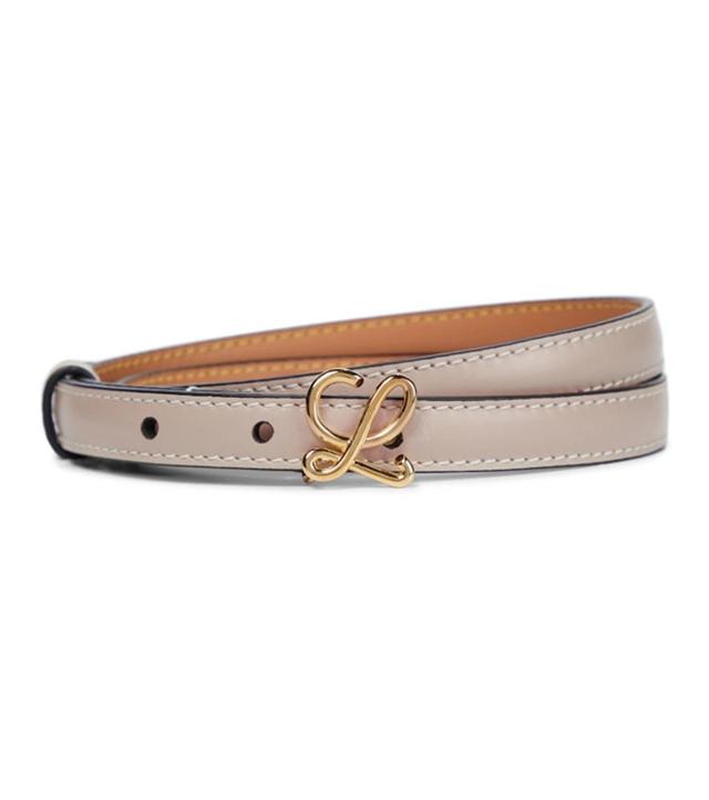 LOEWE Textured-leather Belt In Light Oat Gold Product Image