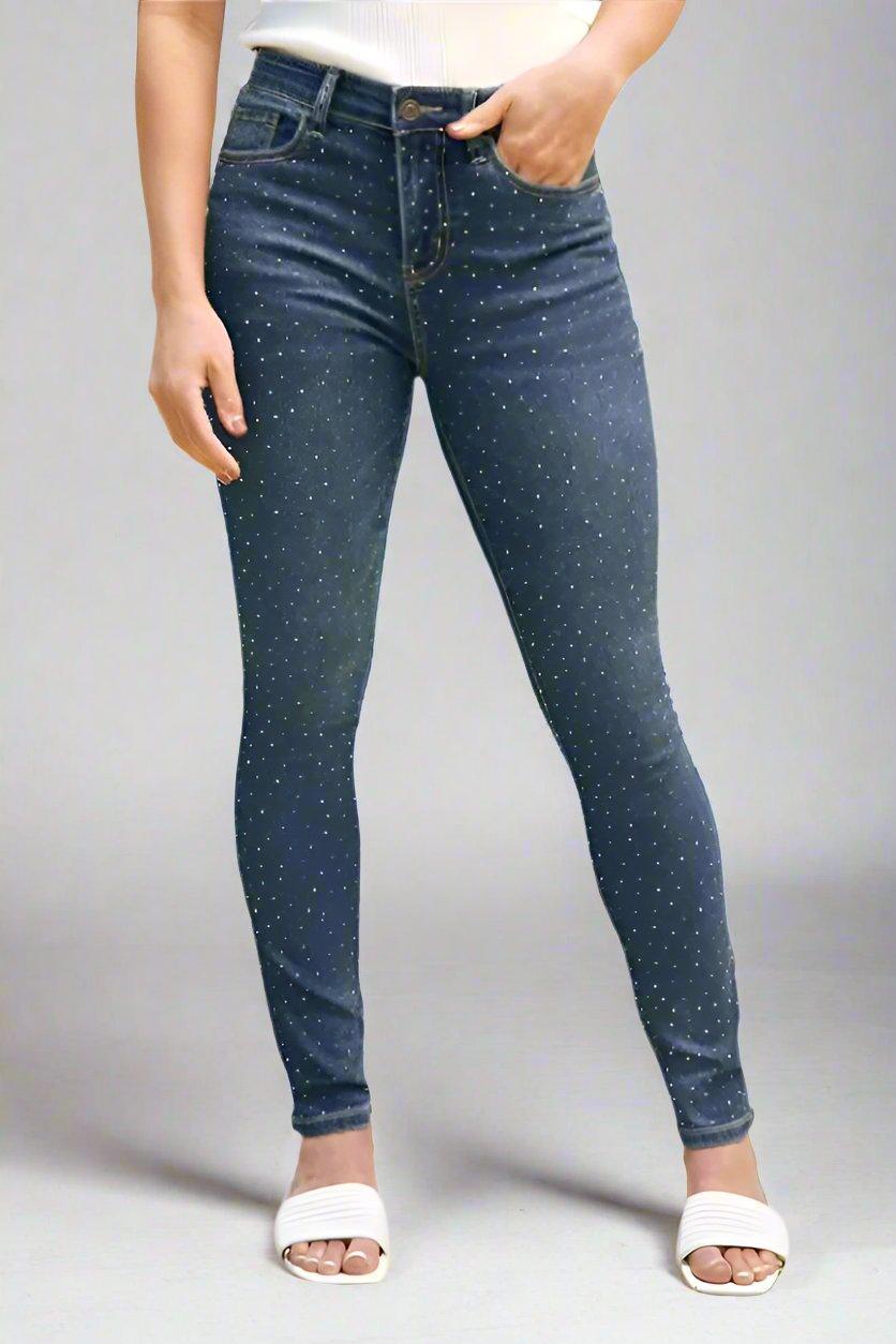 Westport 5 Pocket High Rise Rhinestone Skinny Jeans Product Image