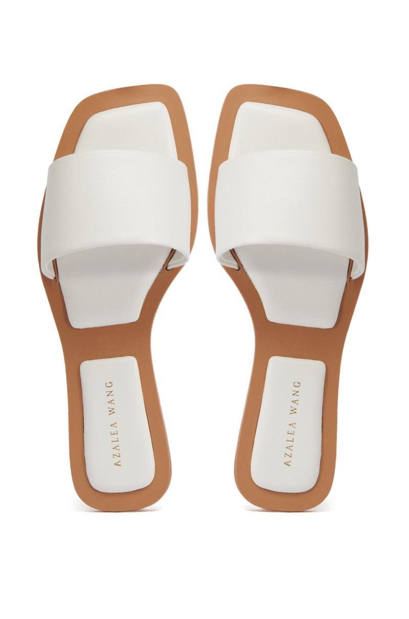 AZALEA WANG CELESTIN WHITE FLAT SANDAL Product Image