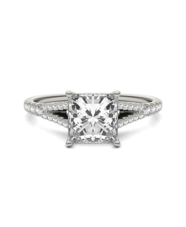 Charles & Colvard 14k White Gold 1 3/4 Carat T.W. Lab-Created Princess Cut Engagement Ring, Womens 14k Whgold Product Image