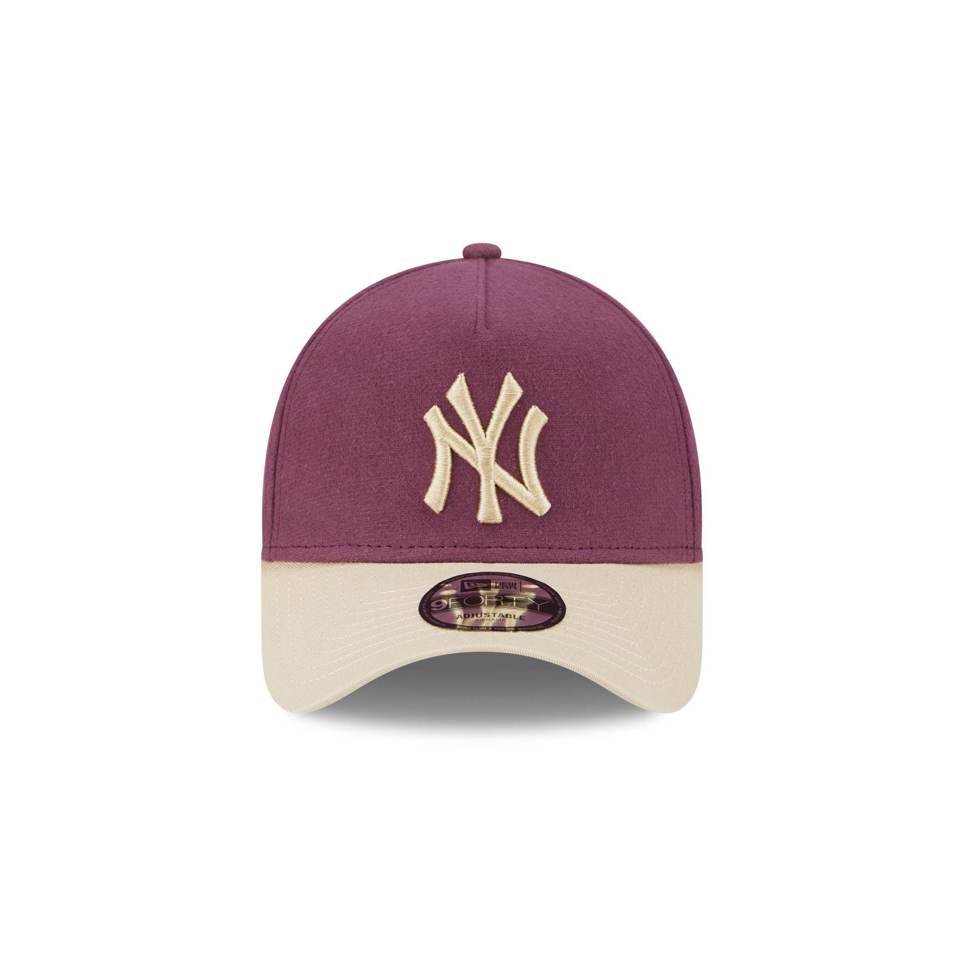 New York Yankees Moleskin Crown Maroon 9FORTY A-Frame Snapback Hat Male Product Image