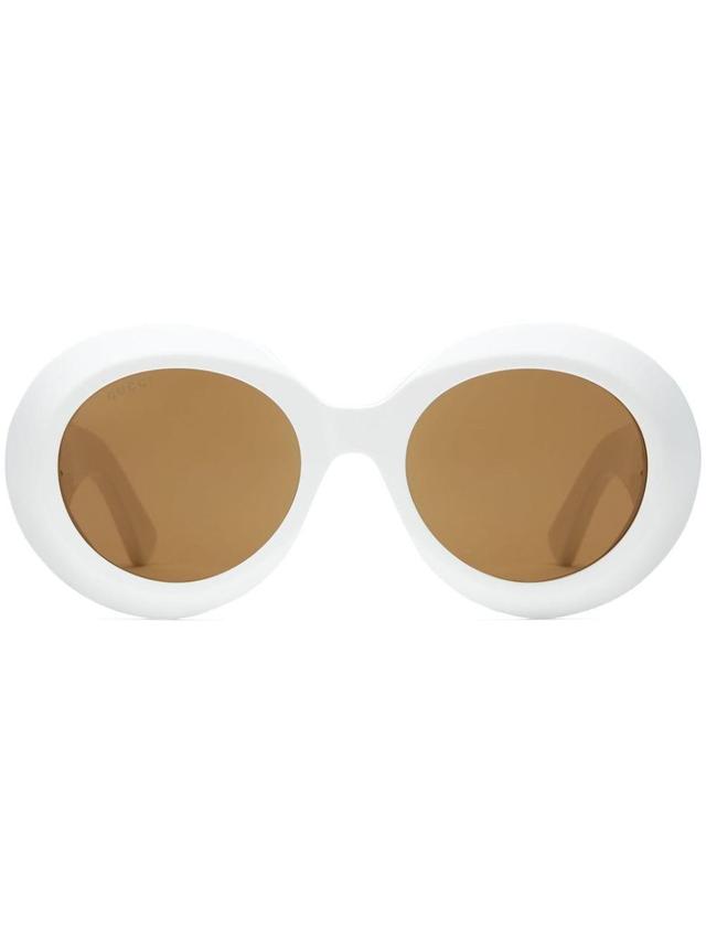 Interlocking G Round-frame Sunglasses In White Product Image