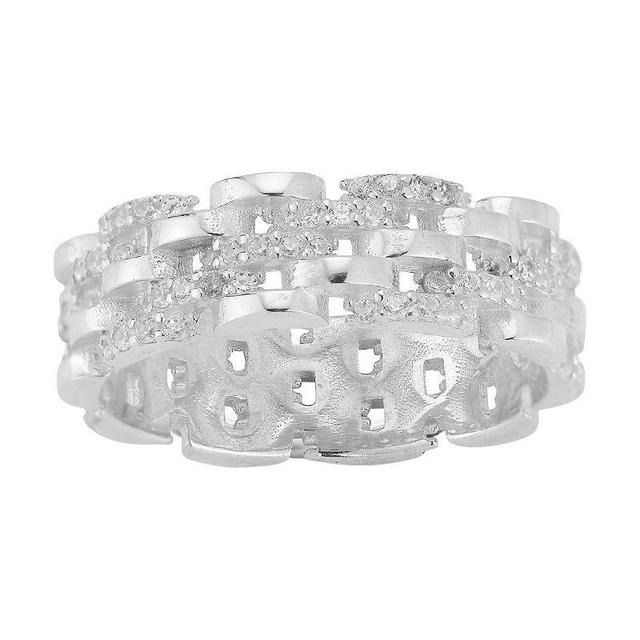 Sunkissed Sterling Cubic Zirconia Chain Link Ring, Womens Silver Product Image