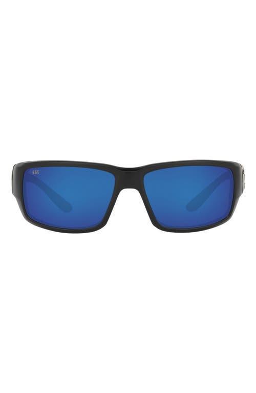 Costa Fantail Polarized Wrap Sunglasses - Matte Black Blue Mirror Product Image