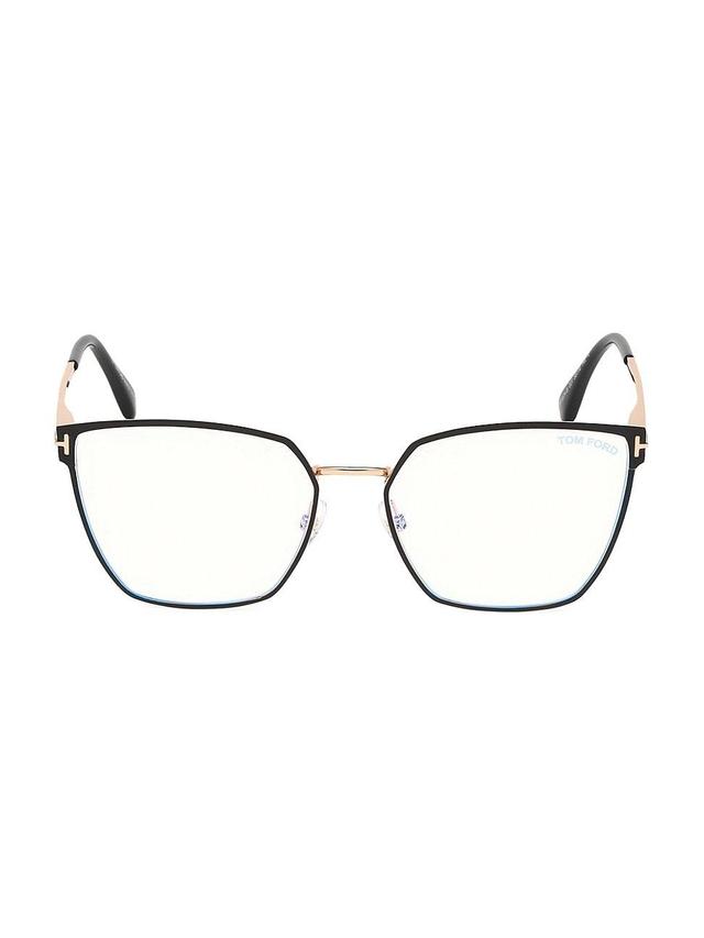 Womens 56MM Angular Metal Blue Block Glasses Product Image