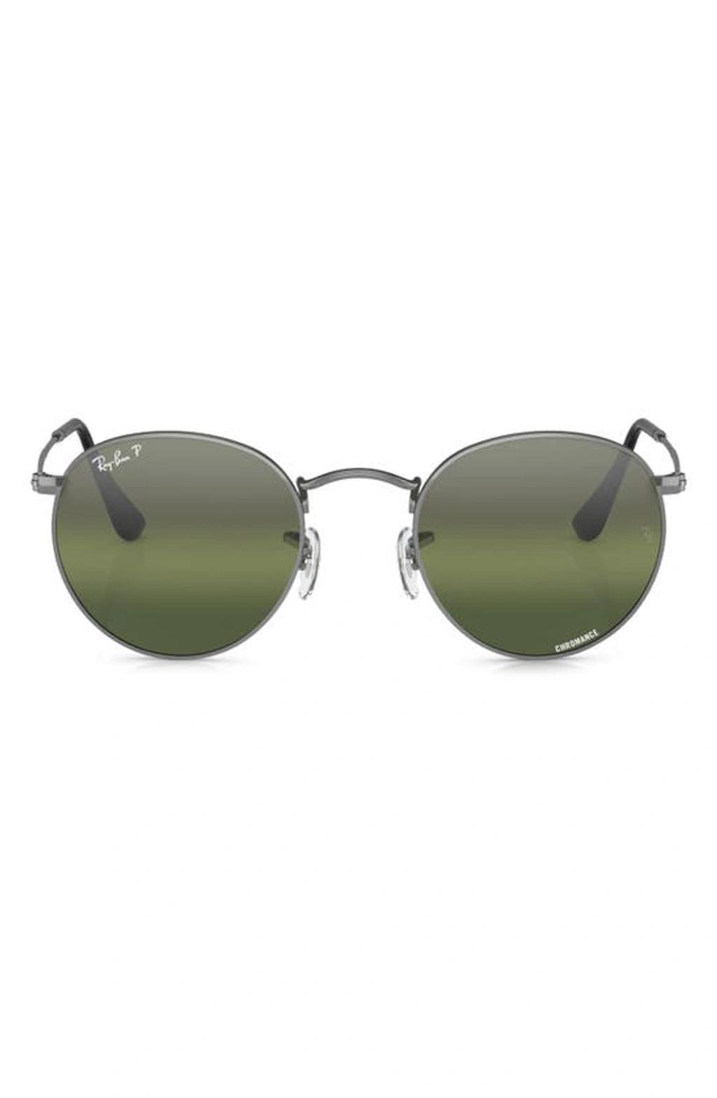 RAY BAN 50mm Round Polarized Sunglasses In Gunmetal Product Image