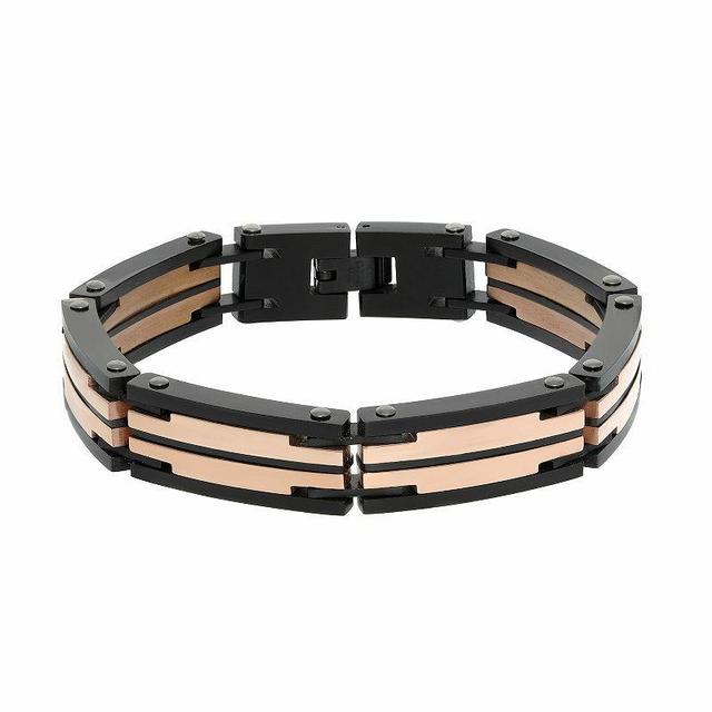 Mens LYNX Two Tone Stainless Steel Bracelet Multicolor Product Image