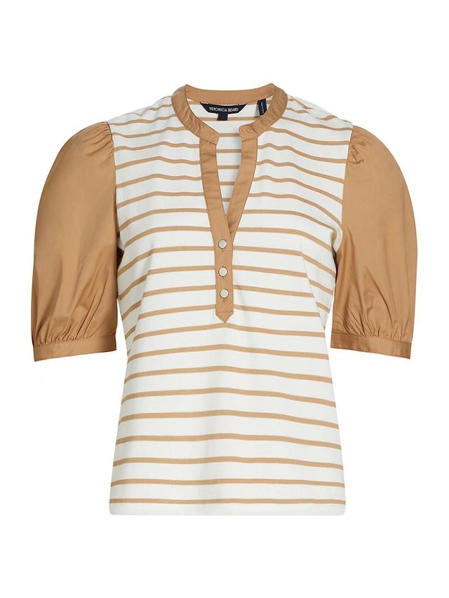 Womens Kellie Striped Puff-Sleeve Top Product Image