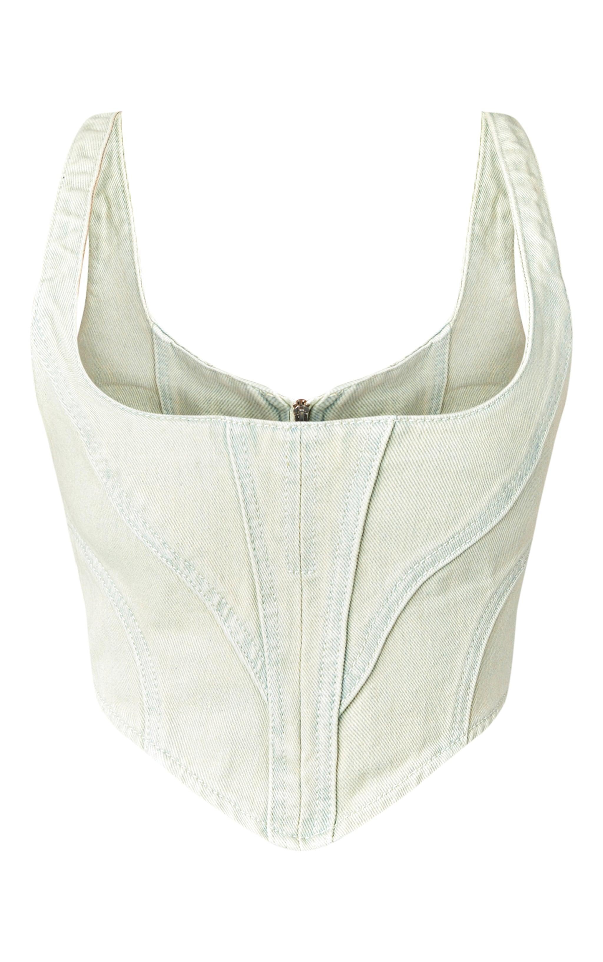 Petite Bleach Wash Denim Seam Detail Corset Product Image