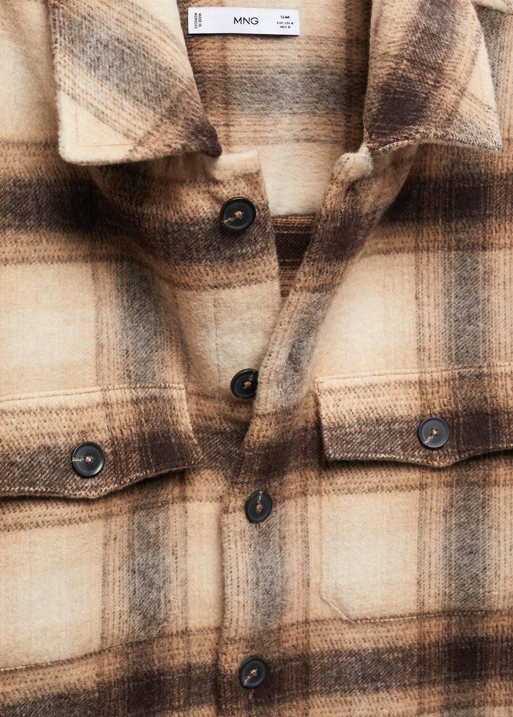 MANGO MAN - Check wool-blend overshirt brownMen Product Image