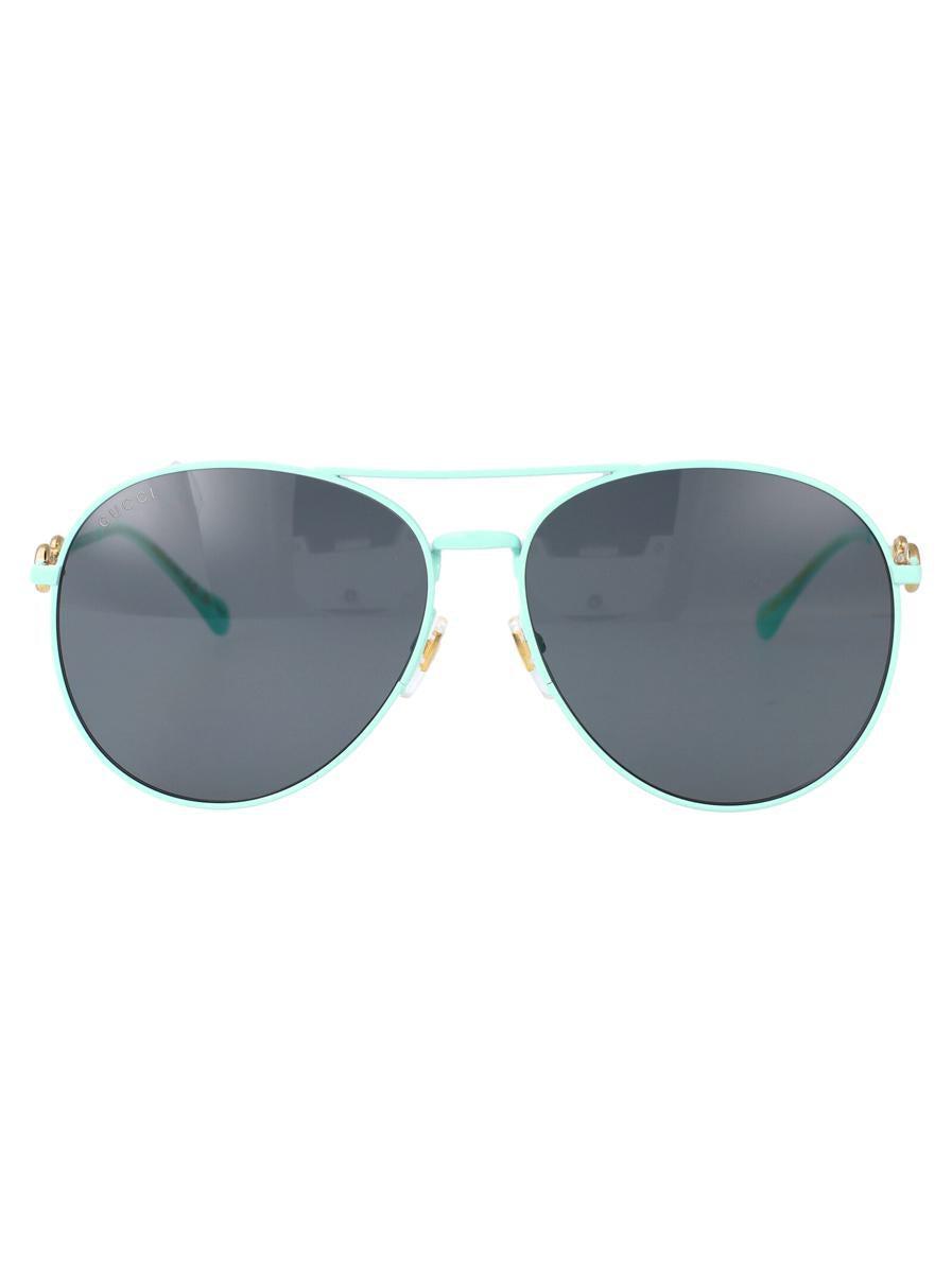 GUCCI Gg1698s Linea Horsebit 004 Green Grey Sunglasses In Green-green-grey Product Image