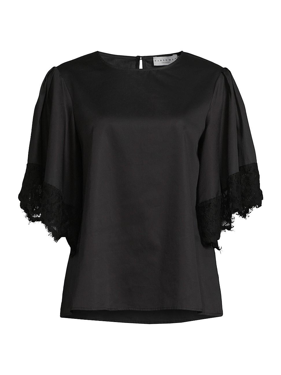 Womens Nilia Lace-Trim Cotton Blouse product image