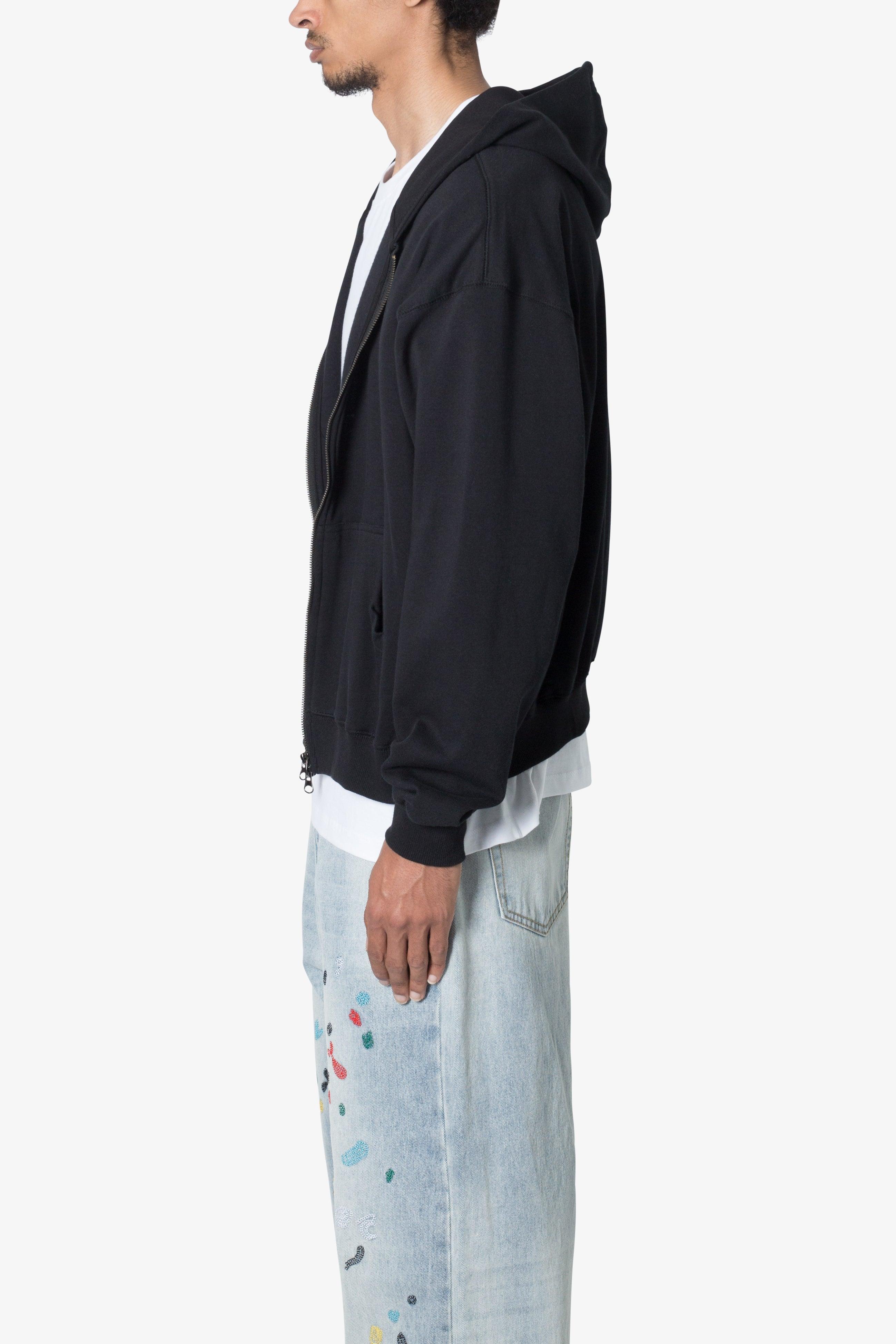 Basic Zip Up Hoodie - Black Product Image