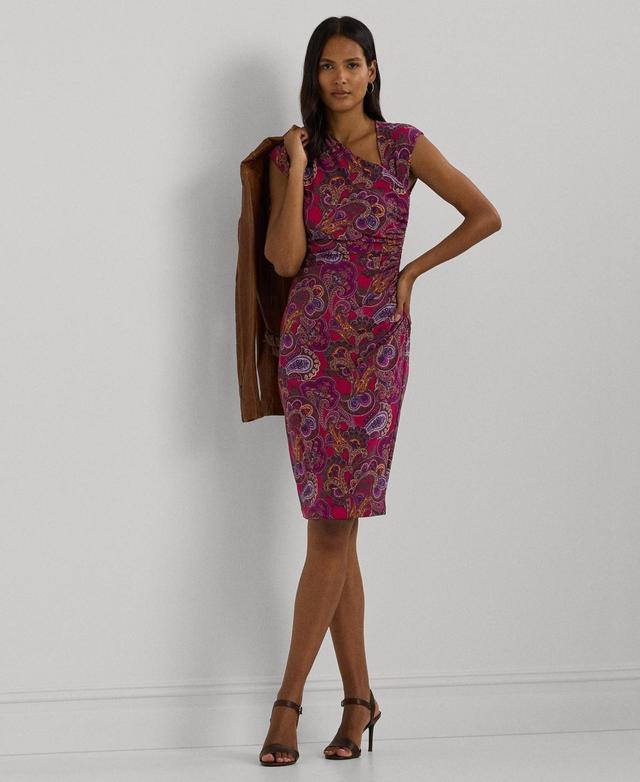 Lauren Ralph Lauren Womens Paisley Stretch Jersey Cap-Sleeve Dress Product Image